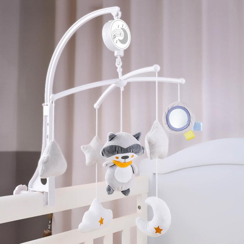 Non-Toxic Qwz New Baby Bed Bell Toy Holder White Rattles Bracket Mobile Crib Music Box Newborn Bell Crib Toy For 0-12 Month For Baby Gift