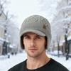 Fashion Men Winter Knitted Hat Plush Warmth Peaked Cap Earmuff Outdoor Casual Faux Fur Lined Bomber Hats Cycling Ear Protection
