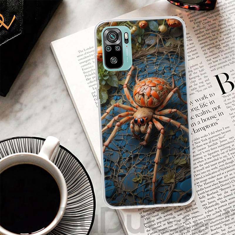 Black Widow Spider Insect Cover For Xiaomi Redmi Note 10 9S 9 8T 8 Pro 7 5 Mi 9T 10T 11T 12T 11 12 Lite 12X A3 A2 A1 Print Coque