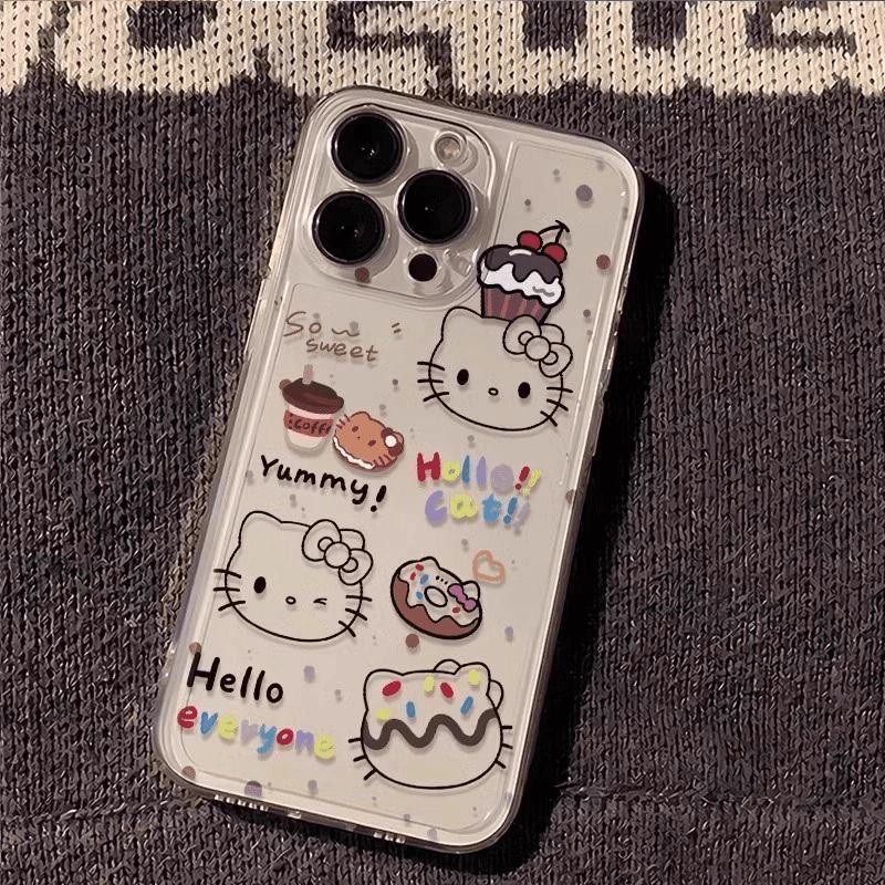 Cartoon Cat Transparent Phone Case for iPhone 13/14 Pro/15/16 Pro Max/17