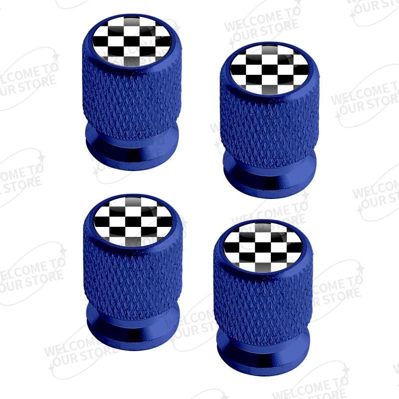 Aluminium Für Mode Schwarz Weiß Kariert Schachbrett Logo 4 Stück Auto Motorrad Dekor Rad Reifen Ventilkappen Schaftabdeckung Zubehör