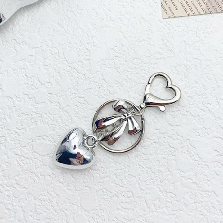 Fashionable Heart Bowknot Hanging Charm Unique Keychain Alloy Keyring Fashion Accessory for Women's Bags and Key Holder