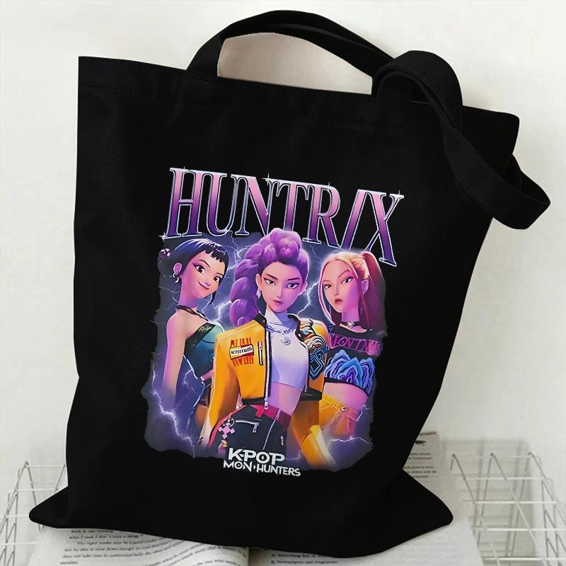 Spot KPOP Demon Hunter Group Cartoon Print Canvas Bag Women's Daily Handbag Shopping Bag