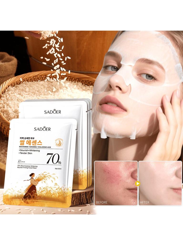 1/3/5/10PCS Rice Essence Mask, Nourishing And Firming, Hydrating,Brightening Smooth,Improve Dryness