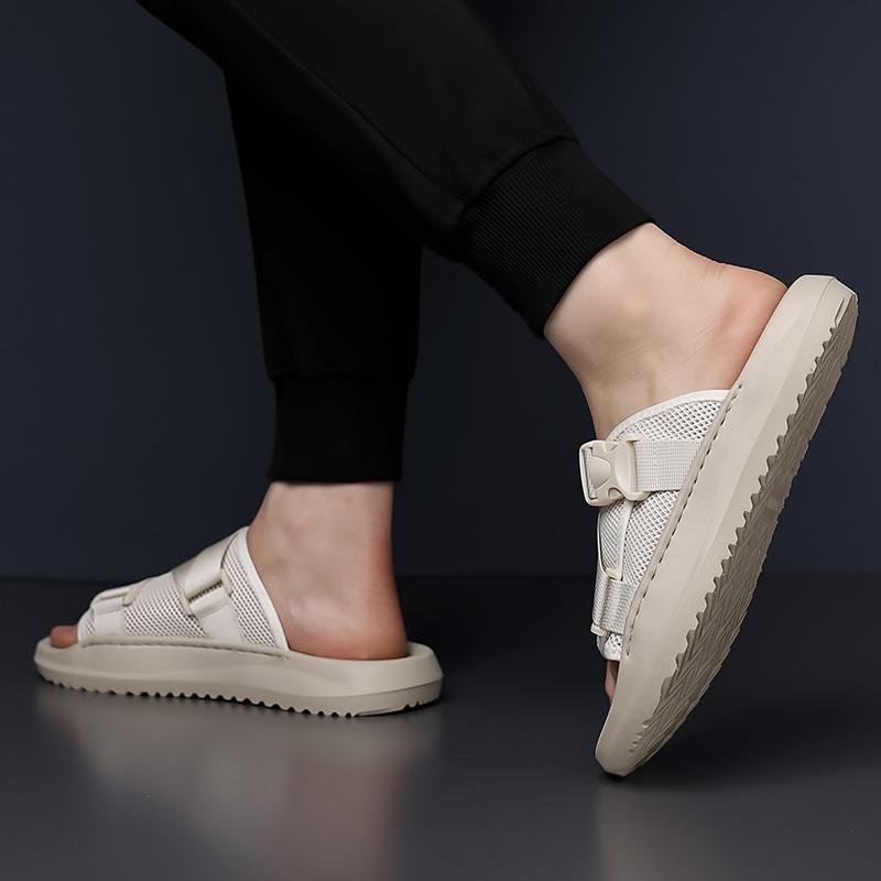Fashion New Men's Breathable Mesh Slippers Lightweight Soft Sole Walking Shoes Non-Slip Outdoor Slides Flats Comfortable Beach Sandals