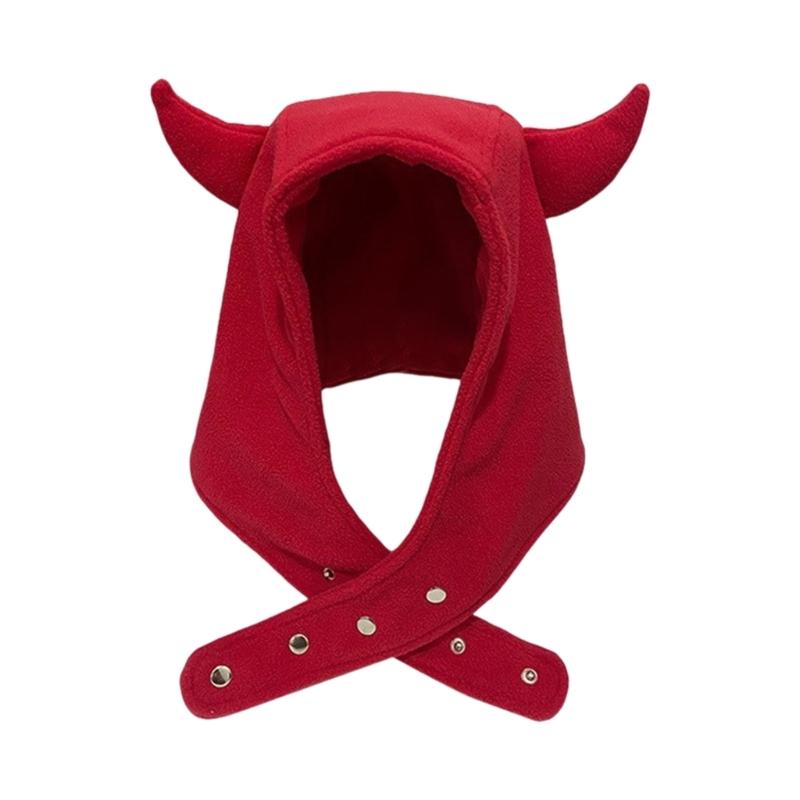 Breathable Head Cover with Button for Outdoor Sports Adjustable Hat with Horn Moisture Wicking Hat for Outdoor Activity