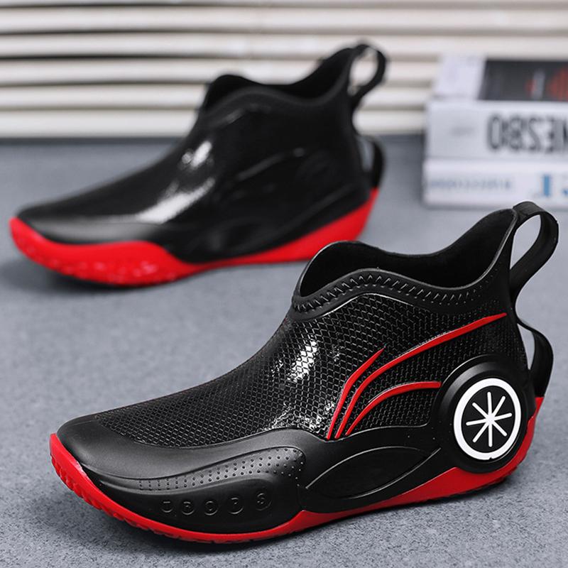 Men's Outdoor Short Tube Fishing Rain Boots Fashion Non-slip Waterproof Rain Boots Indoor Kitchen Work Rain Boots Car Wash Boots