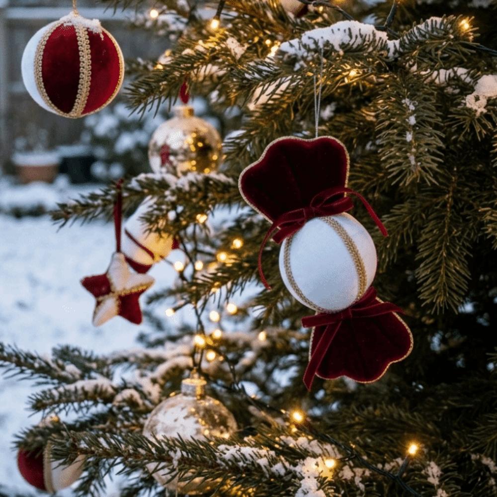 Soft Fabric Christmas Ball Decorations Decorative Xmas Candy Ornament Home Decor