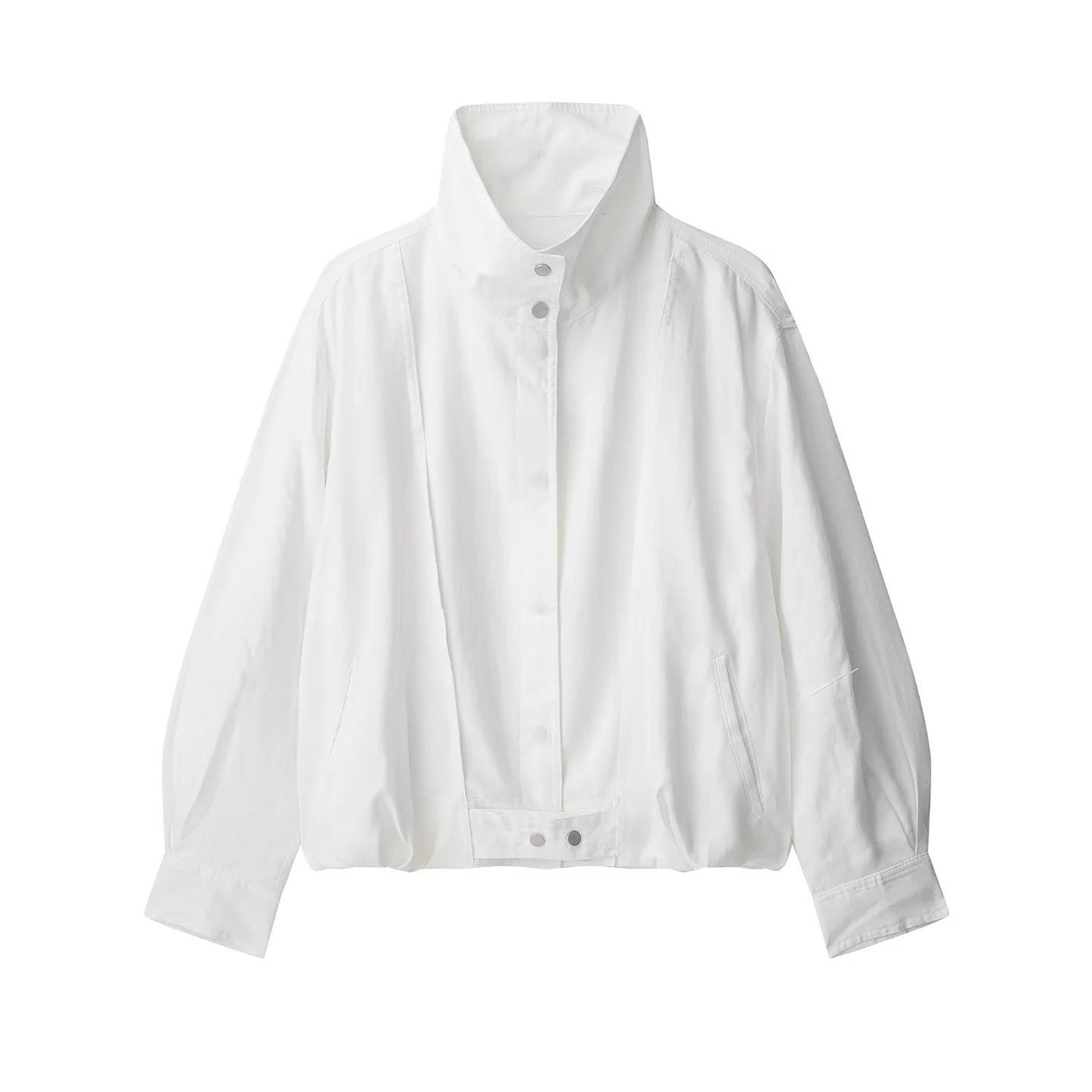 Женская модная осенняя льняная куртка-бомбер Medium белый