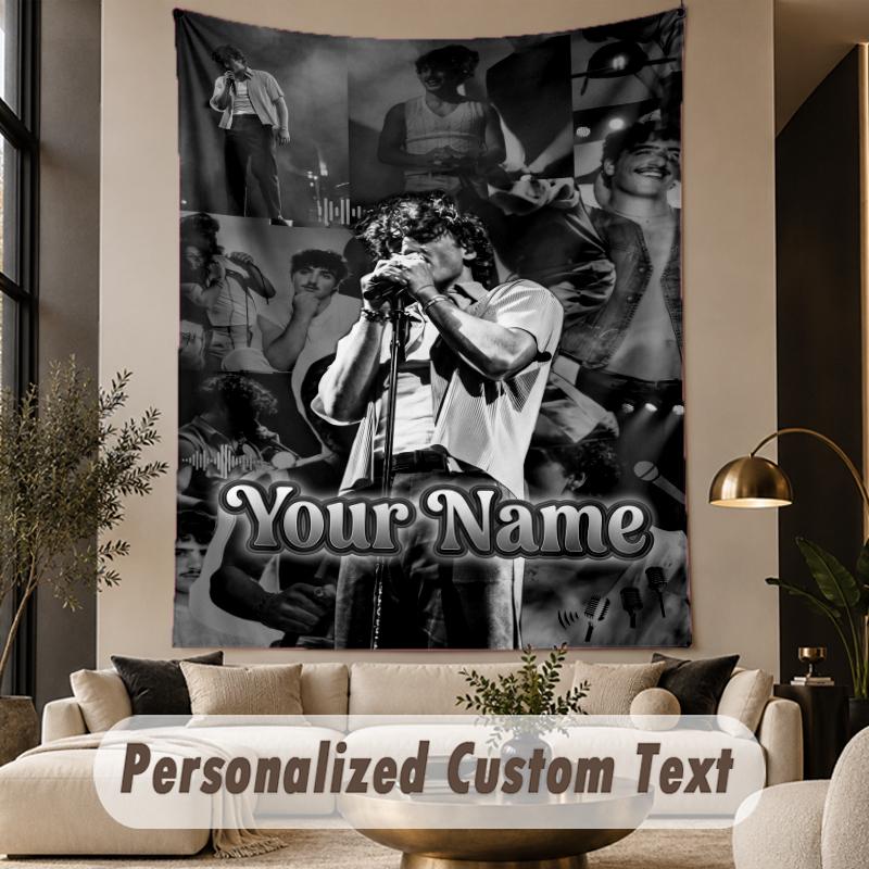 Tapeçaria com Estampa de Texto Personalizado Padrão Benson Boone Grande Pendurado na Parede Decoração de Quarto Interno