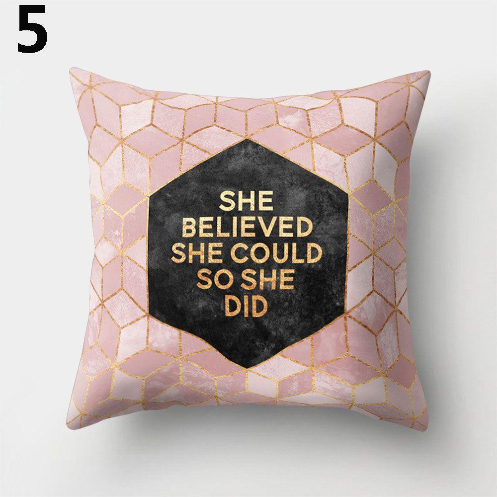 Gold Shining Home Decor Car Seat Peach Skin Cashmere Cushion Cover Pillow Cases Geometric Printed