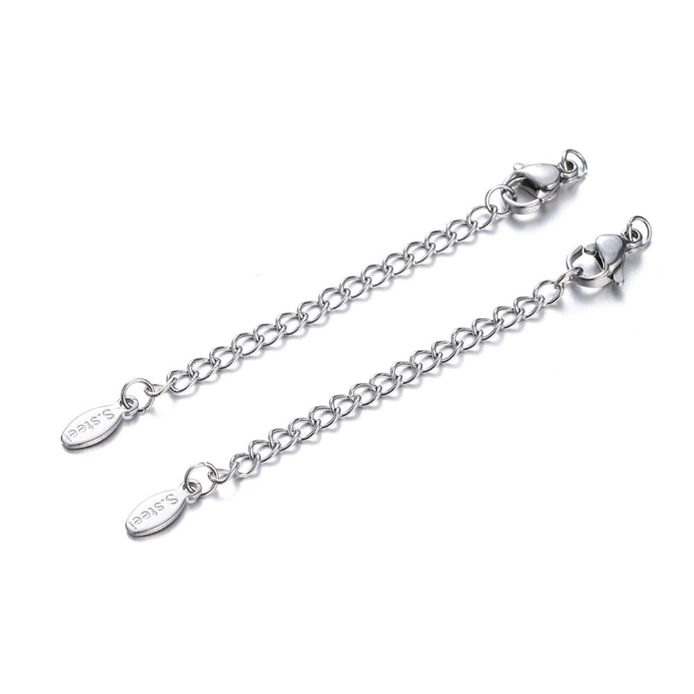 10pcs Stainless Steel Extension Extended Tail Chains Lobster Clasps Connectors DIY Jewelry Making Findings Bracelet Necklaces