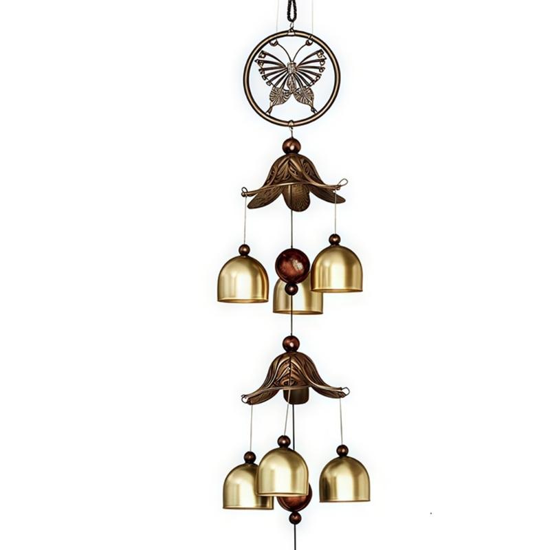 Butterfly Design Alloy Wind Chimes Rustproof Metal Hanging Bells Ornament For Home Office Shop Cultural Decoration