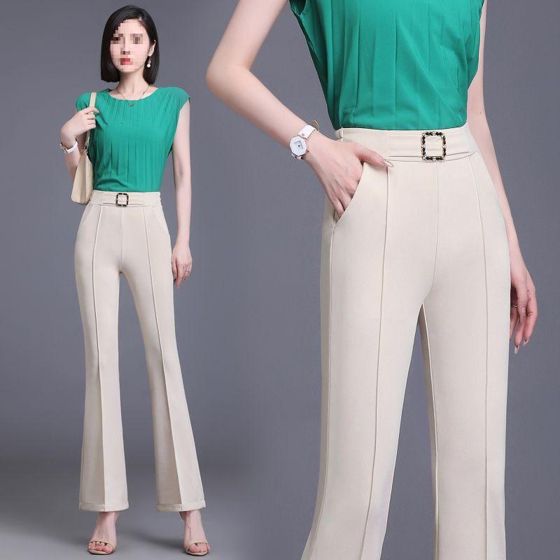 Women's High-Waisted Slimming Wide-Leg Pants - Stylish, Comfortable, Slight Flare, Autumn Casual Wear