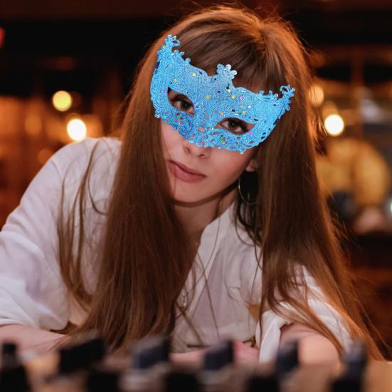 Masque Non-fading Fall Resistant Anti-Scratch Lace Up Half-face Decoration Fox Sequins Hollow Out Cosplay Masque Stage Accessory