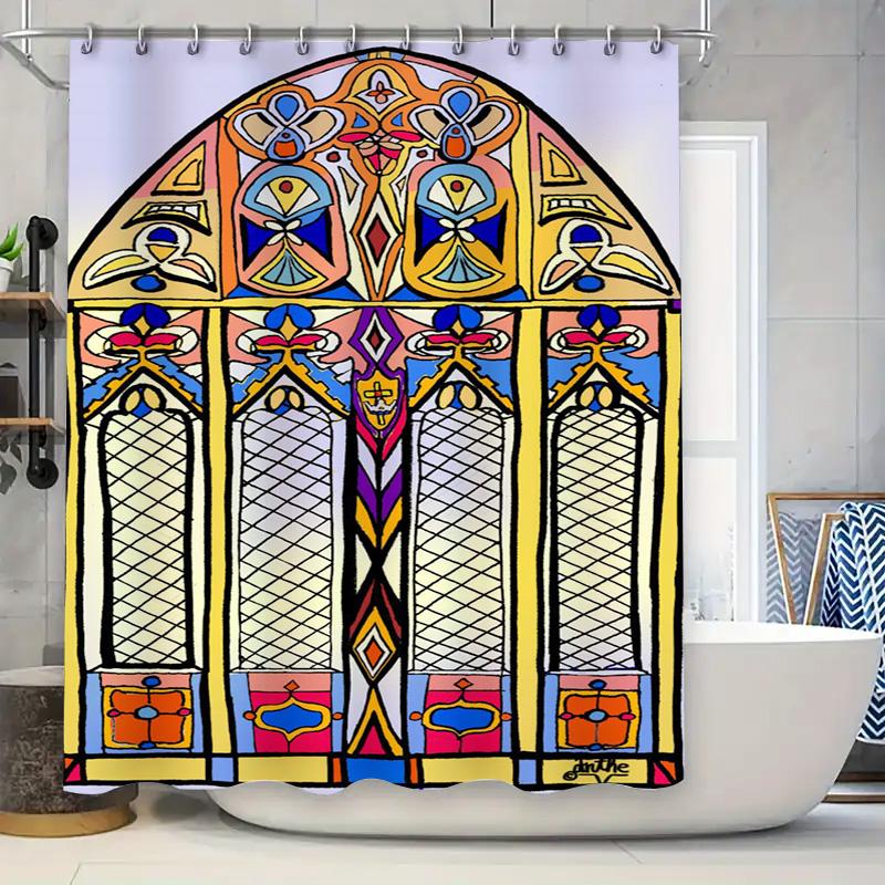 

Floral Shower Curtain Set Modern Boho Blue Green Pattern Bathroom Decor With 12 Hooks For Home Use W60H190(CM)-1 Pcs