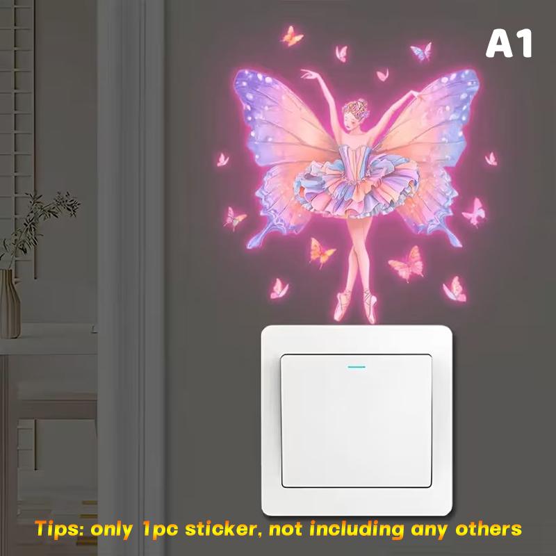 Glow-In-The-Dark Self-Adhesive Switch Sticker Removable Wall Decal for Bedroom Living Room Home Decor Night Light Switch Marker