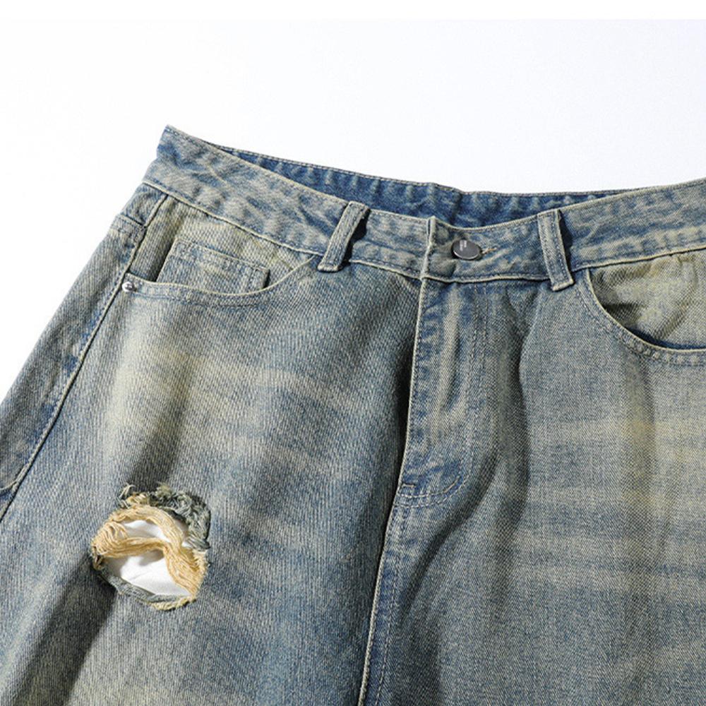 Men's Cotton Spting Summer Ripped Jeans Casual Pants Trousers Vintage Wide Leg Denim Pants Jeans For Men Fashion Clothing Streetwear