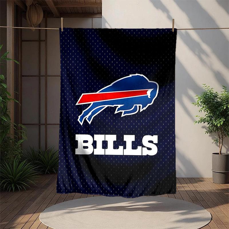 Bills Team Flannel Blanket Soft Warm All-Season Throw, Design for Camping, Car Travel, Hiking Sofa, Bed, Office Perfect Gift for Parties