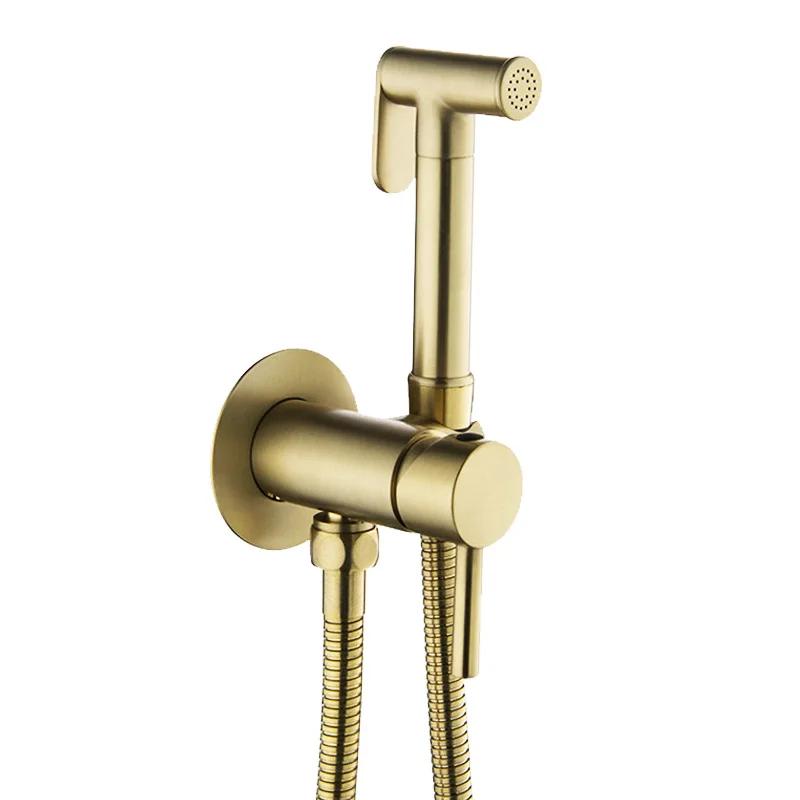 Brass Handheld Toilet Bidet Sprayer Hygienic Shower Faucet Hot and Cold Water Portable Bidet Spray Gun
