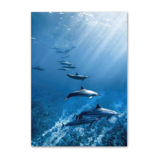 

Скандинавські плакати та принти. Білий корал. Дельфін. Кит. Хвиля. Синя стіна. Полотно. Художній живопис. Настінні фотографії для прикраси вітальні. 30x40cm No Frame