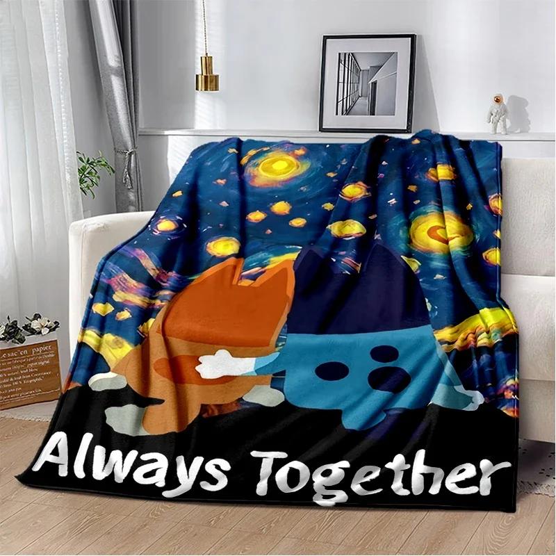 3D Print B-Blueys Family Cartoon Dog Blanket,Soft Throw Blanket for Home Bedroom Bed Sofa Travel Cover Kid Gift