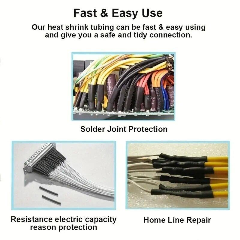 127Pcs/lot Black Heat Shrink Sleeving Set Thermoresistant Tube Shrink Wrapping Wire Cable Polyolefin Wrap Tubing