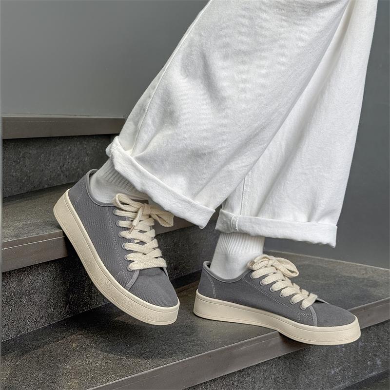 2025 Fashion Solid Color Men's Lace-Up Casual Shoes Low-Top Comfortable Daily Walking Shoe Breathable And  Anti -Slip Flat Shoes