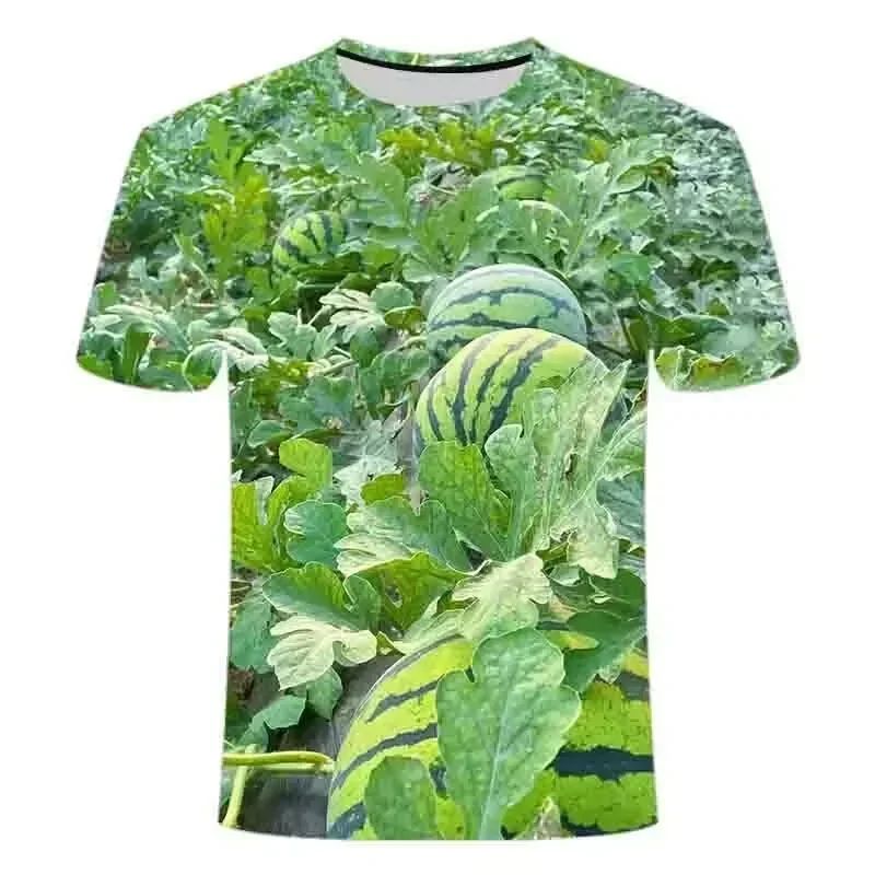 Herren Casual Mode Wassermelone Kreatives Grafik T-Shirt Lustig O-Ausschnitt Kurzarm Alltag Pop Locker Atmungsaktiv Übergröße Oberteil