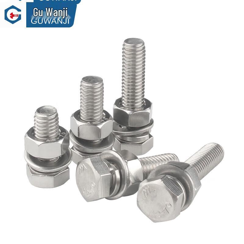 GUWANJI 304 Stainless Steel Hex Head Bolt & Nut Set with Washers
