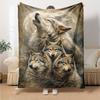 Wolf Art Print Flannel Blanket High Quality Warm Comfortable Cover for All Seasons Perfect for Gifts Home Decor