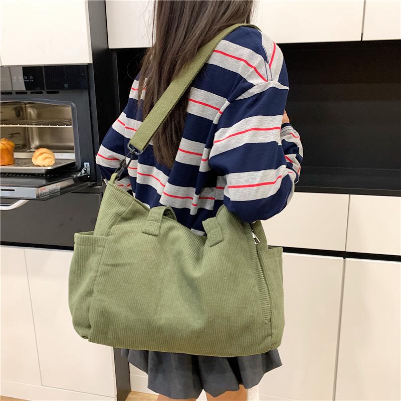 Women's Corduroy Large Capacity Handbag - 2025 Mori Style Retro Versatile Bookbag