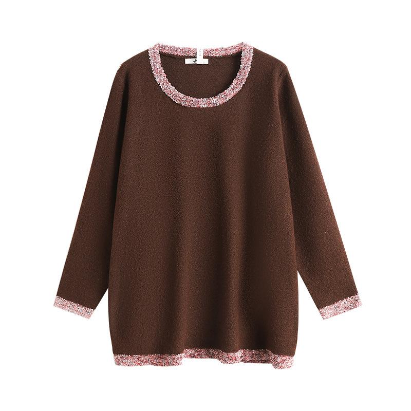 Large-size Women's Knitted Sweater with Long Sleeves, Suitable for Spring and Autumn. This Design Piece Is Stylish and Can Make You Look Slimmer.