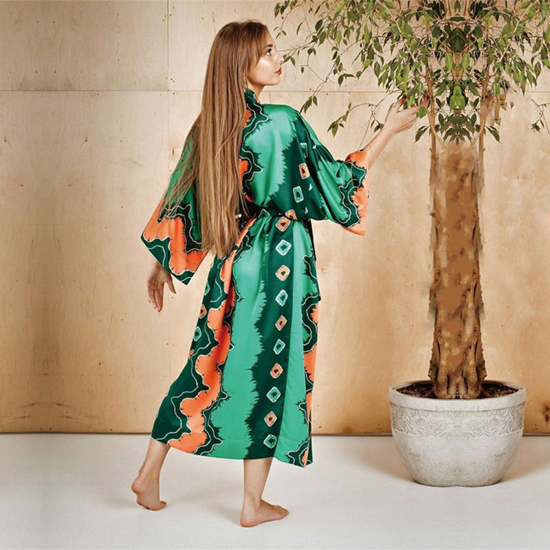 Grün Vintage Bikini Set Vertuschungen Retro Sommer Strand Kimono Kleid Frauen Sommer Beachwear Badeanzug Cover Up A1481