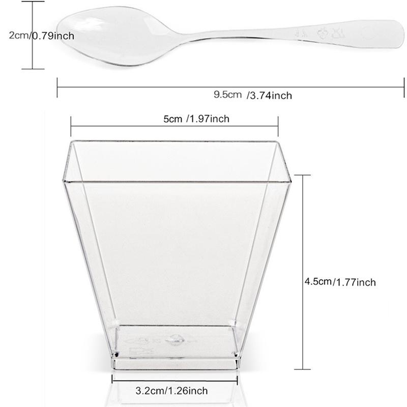 20-50pcs Disposable Dessert Cup Scoop Sets Plastic Dessert Ice Cream Cup DIY Dessert Home Festival Wedding Party Supplies 60ML