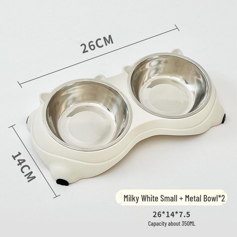 

Наклонная миска для кошек из нержавеющей стали: Двойная миска с защитой от проливания и защитой шеи для кормления и питья