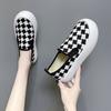 Vintage Platform Canvas Shoes Women's Plaid Woven Single Shoes Lazy Muffin