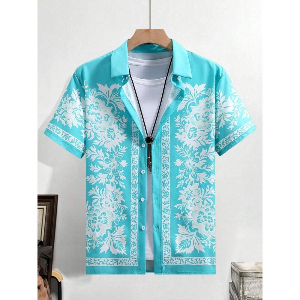 Flower Pattern Print Men's Shirts Hawaii Short Sleeve Top Fashion Streetwear Casual Outdoor Men's and Women's Clothing Blouse