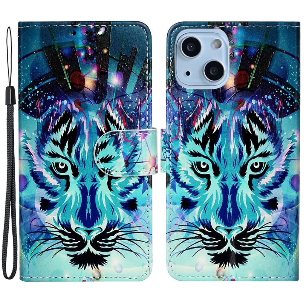 Pattern Printing Leather Wallet Phone Case for iPhone 15,Drop-proof Phone Stand Cover