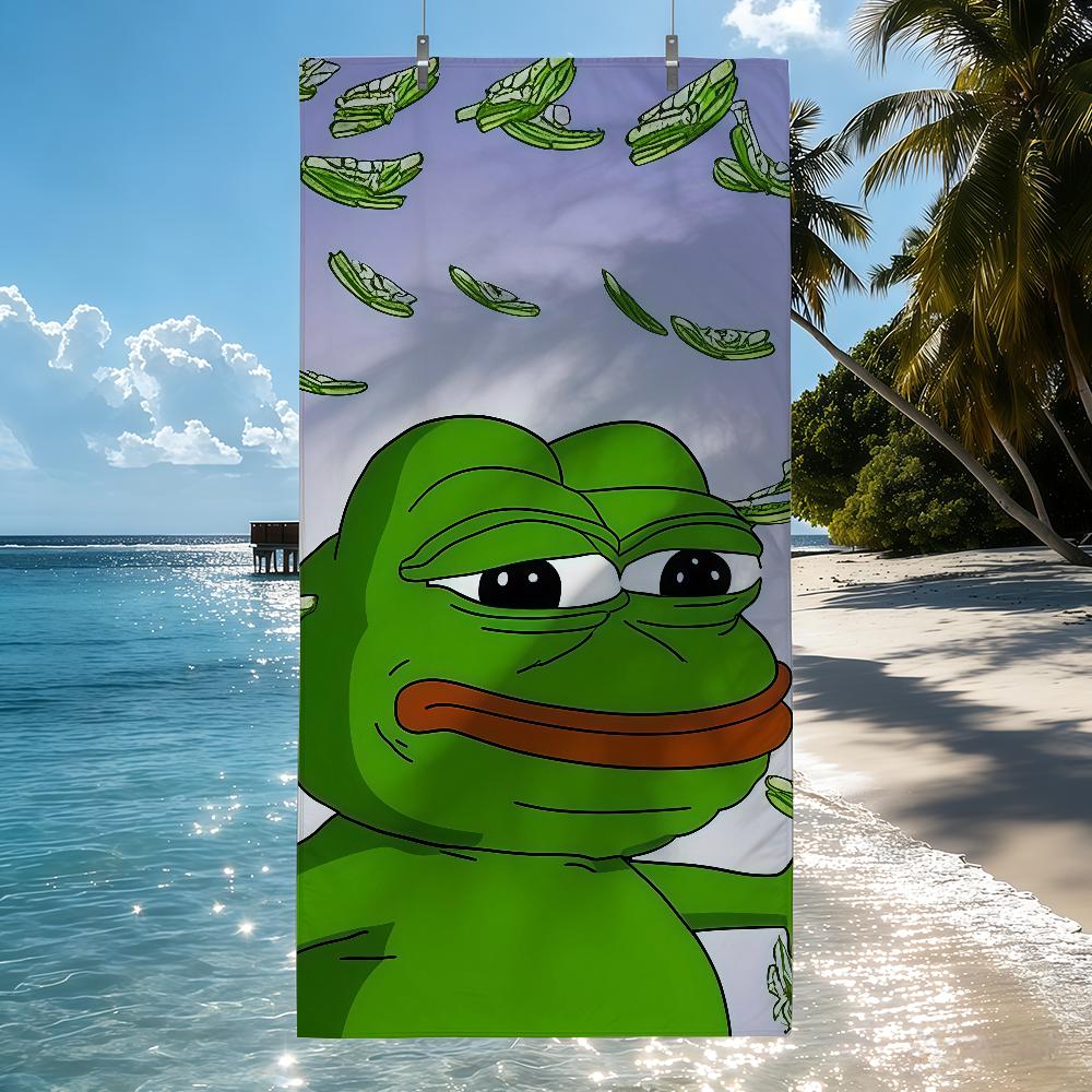 Funny P-Pepe the F-Frog Towel Drying Bath Towel Applicable To Light Swimming Camping Yoga Beach Out
