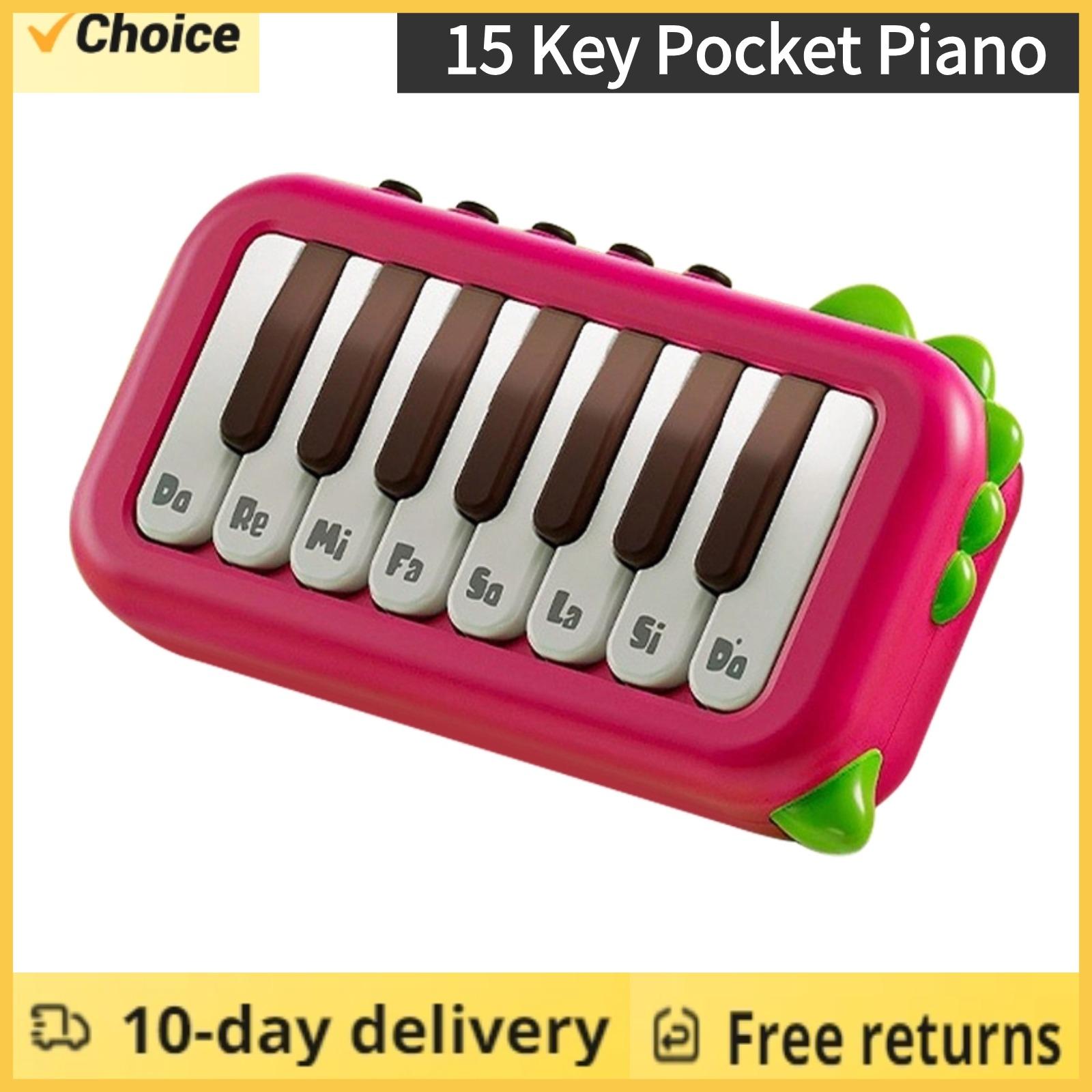 

15 Key Pocket Piano Mini Electronic Piano One Click Switching Between 3 Different Tones Illuminated Keys Music Instrument зелёный