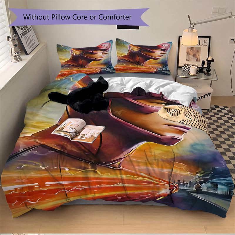 3pcs Flash Superhero Cover Set,Soft Comfortable Duvet Cover,Guest Room (1*Duvet Cover + 2*Pillowcases, Without Core) yy251024085