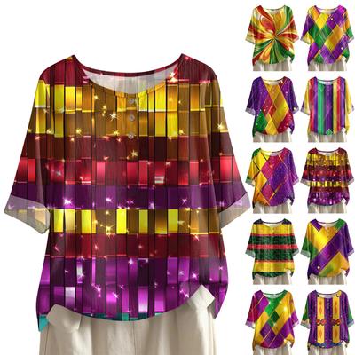 Women's Fashionable And Casual Shirt Half-sleeve Round Neck Cotton And Linen Blouse Top