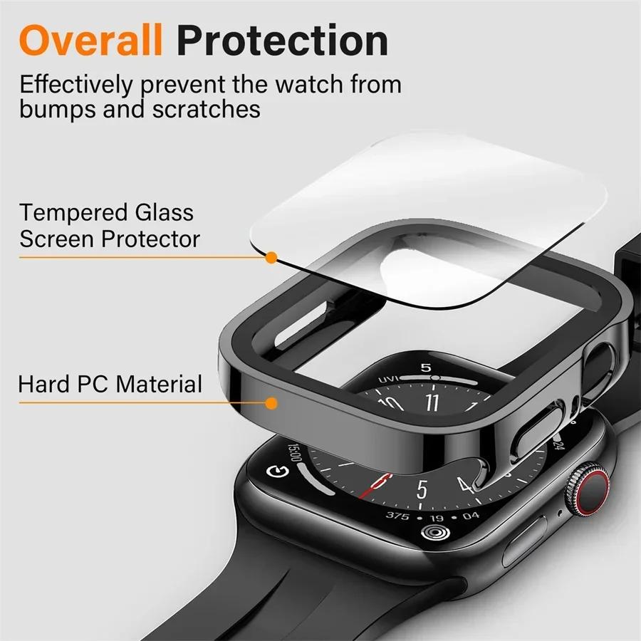 2PCS Waterproof Case for Watch 7 8 9 45mm 41mm-44-40mm Bumper Screen Protector 2 PACK Edge Cover iWatch 5 SE 6 Accessories