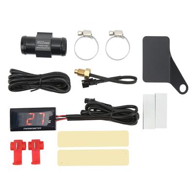 Medidor de temperatura digital da água para motocicleta, ultrafino, DC 12V, LCD com adaptador de sensor de 22 mm para a maioria