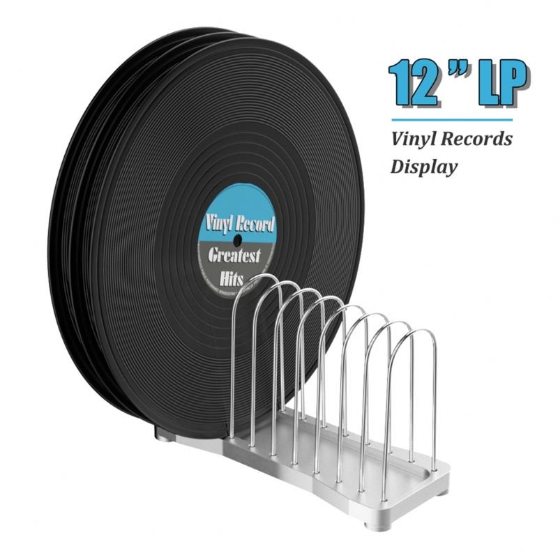 Modern Metal Vinyls Record Shelf Storage Rack 10Slot For Albums Books CDs Durability Rustproof Construction Smooth Surfaces