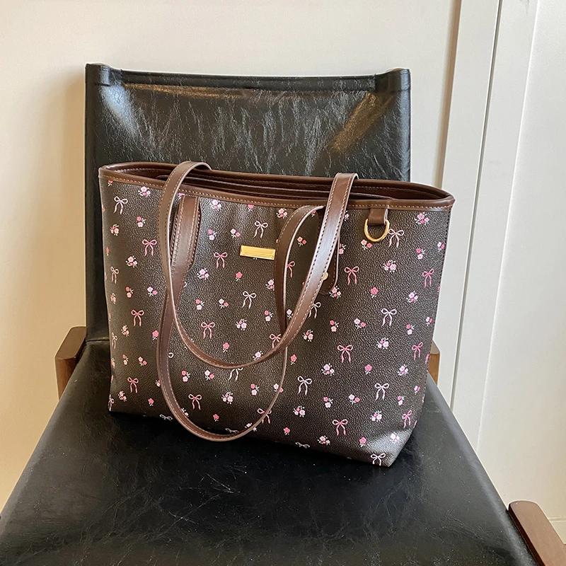 Květinové plně módní tašky přes rameno pro ženy Černá Plutonium Zip Bílá Velkokapacitní Univerzální Cestovní tašky Neformální