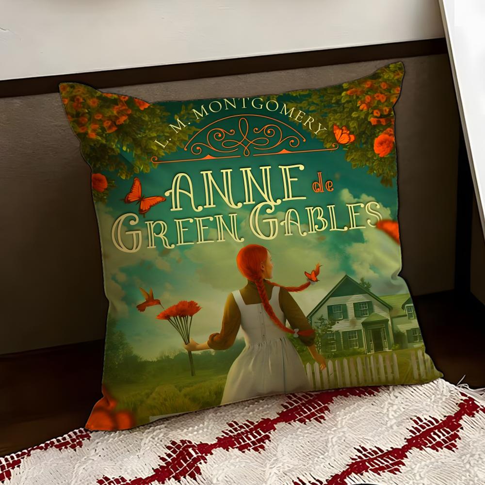 Books Anne of GGreen Gables Cushion Cover Reversible Soft Durable Pillow Cover Home Car MultiScene Use for Daily Comfort