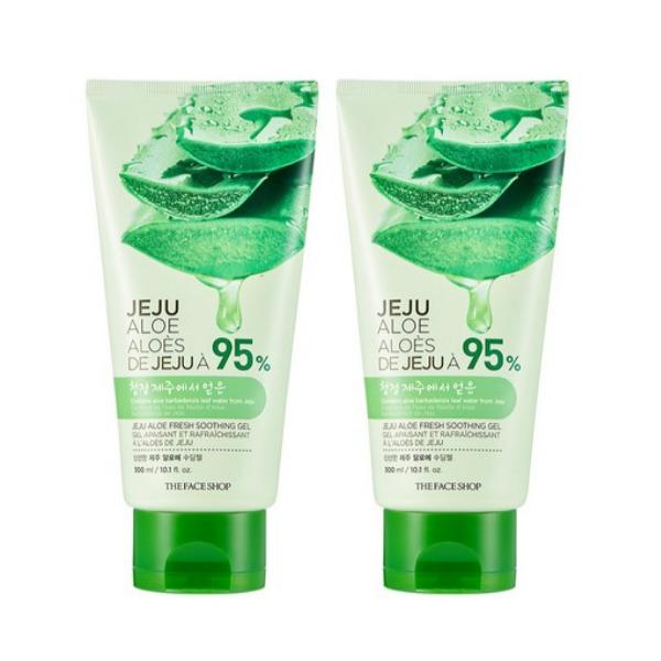 The Face Shop Fresh Jeju Aloe Soothing Gel 300ml X2 – Hydrating & Cooling Multi Soothing Gel