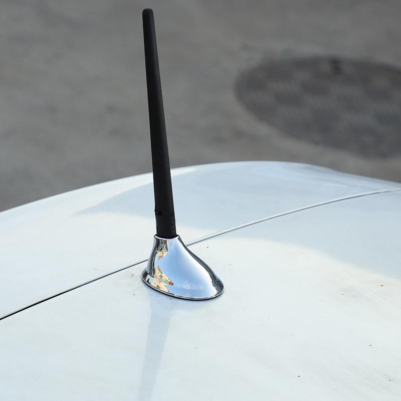For Fiat 500 2011-2015 ABS Carbon fiber/Bright Silver Car Roof Antenna Cover Base Protection Decorative Cover Car Accessories